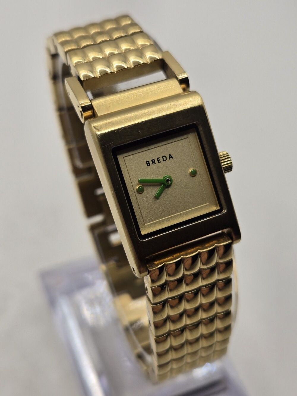 BREDA Revel Ladies' Gold-Plated Tank Watch. 17.5mm. 6.25" Band. MINT! $195 LIST